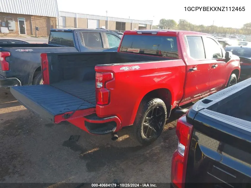 2022 Chevrolet Silverado 1500 Ltd 4Wd Short Bed Custom VIN: 1GCPYBEKXNZ112465 Lot: 40684179