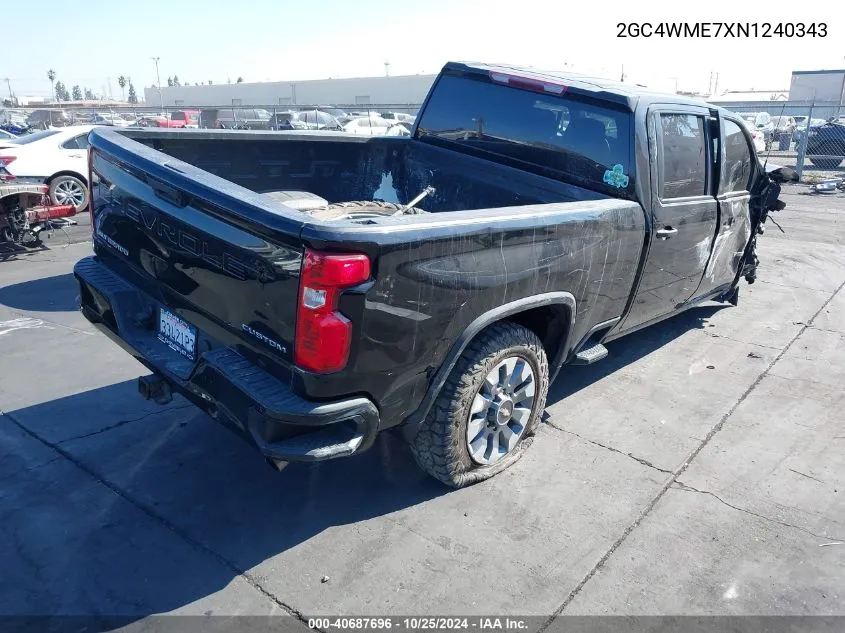 2022 Chevrolet Silverado 2500Hd 2Wd Standard Bed Custom VIN: 2GC4WME7XN1240343 Lot: 40687696