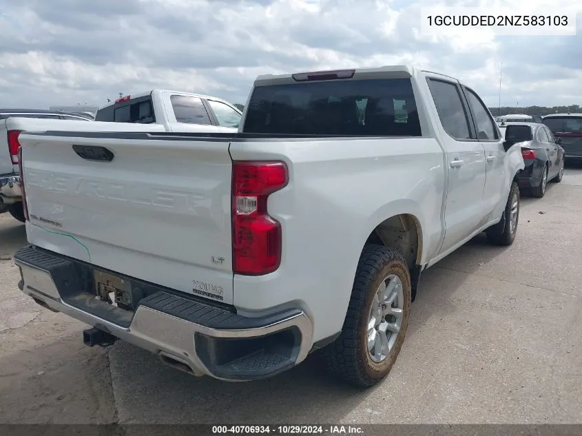 2022 Chevrolet Silverado 1500 4Wd Standard Bed Lt VIN: 1GCUDDED2NZ583103 Lot: 40706934