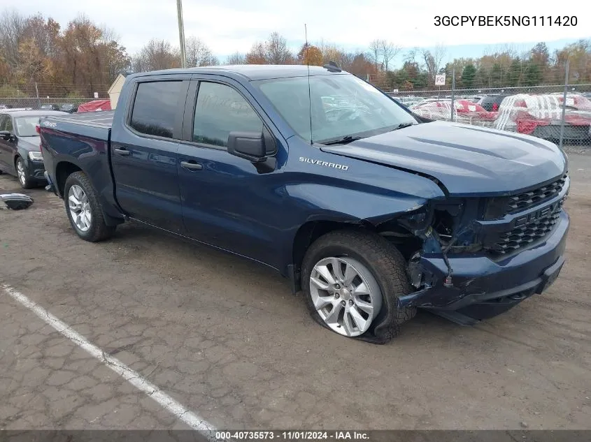 2022 Chevrolet Silverado 1500 Ltd 4Wd Short Bed Custom VIN: 3GCPYBEK5NG111420 Lot: 40735573