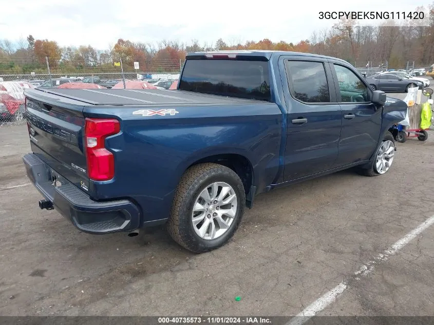 2022 Chevrolet Silverado 1500 Ltd 4Wd Short Bed Custom VIN: 3GCPYBEK5NG111420 Lot: 40735573