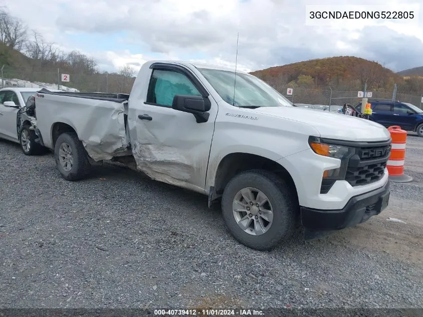 2022 Chevrolet Silverado 1500 4Wd Long Bed Wt VIN: 3GCNDAED0NG522805 Lot: 40739412