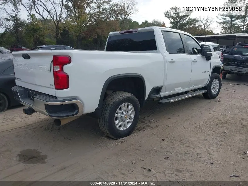 2022 Chevrolet Silverado 2500Hd 4Wd Standard Bed Lt VIN: 1GC1YNEY8NF289058 Lot: 40748928