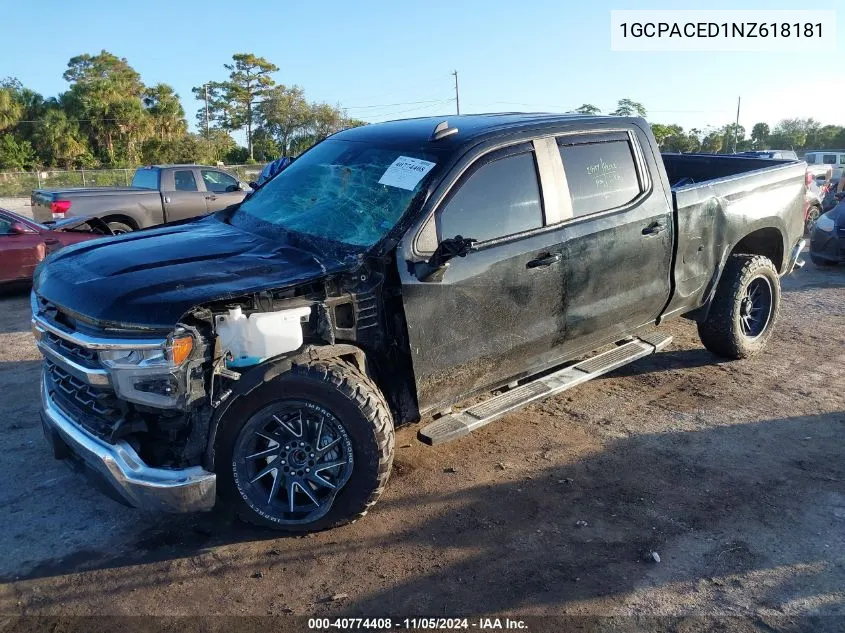 2022 Chevrolet Silverado 1500 2Wd Standard Bed Lt VIN: 1GCPACED1NZ618181 Lot: 40774408