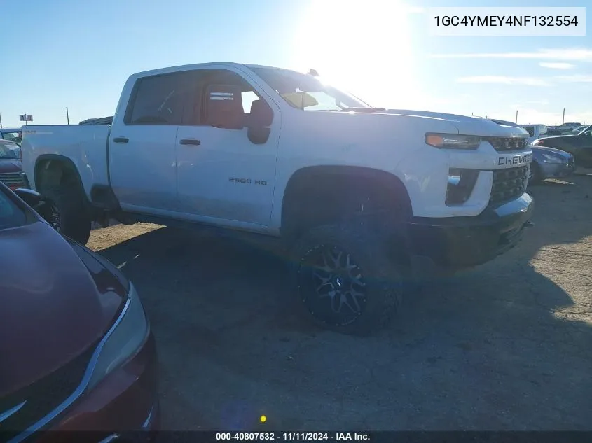 2022 Chevrolet Silverado 2500Hd 4Wd Standard Bed Custom VIN: 1GC4YMEY4NF132554 Lot: 40807532