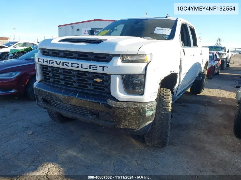 2022 Chevrolet Silverado 2500Hd 4Wd Standard Bed Custom VIN: 1GC4YMEY4NF132554 Lot: 40807532