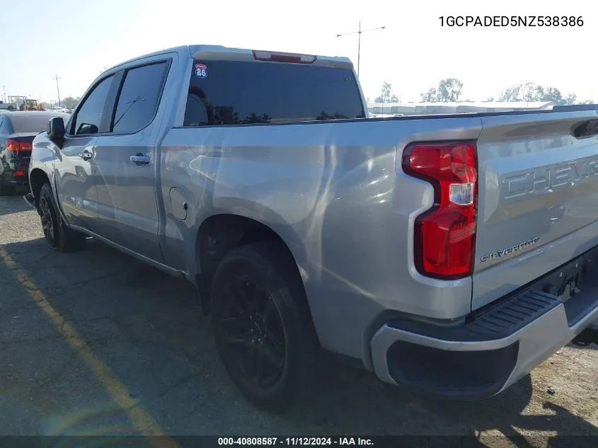 2022 Chevrolet Silverado 1500 2Wd Short Bed Rst VIN: 1GCPADED5NZ538386 Lot: 40808587