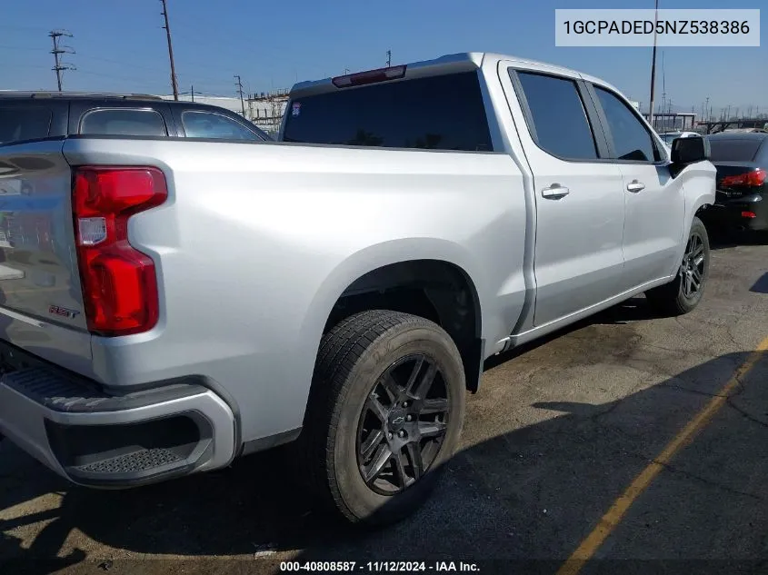 2022 Chevrolet Silverado 1500 2Wd Short Bed Rst VIN: 1GCPADED5NZ538386 Lot: 40808587