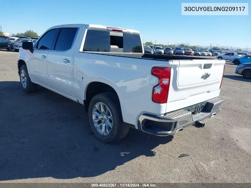 2022 Chevrolet Silverado 1500 Ltd 4Wd Short Bed Ltz VIN: 3GCUYGEL0NG209117 Lot: 40823267