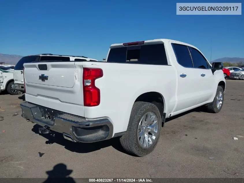 2022 Chevrolet Silverado 1500 Ltd 4Wd Short Bed Ltz VIN: 3GCUYGEL0NG209117 Lot: 40823267