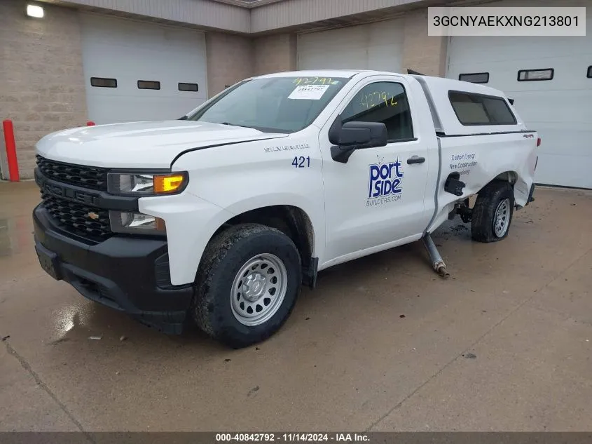 2022 Chevrolet Silverado 1500 Ltd 4Wd Long Bed Wt VIN: 3GCNYAEKXNG213801 Lot: 40842792