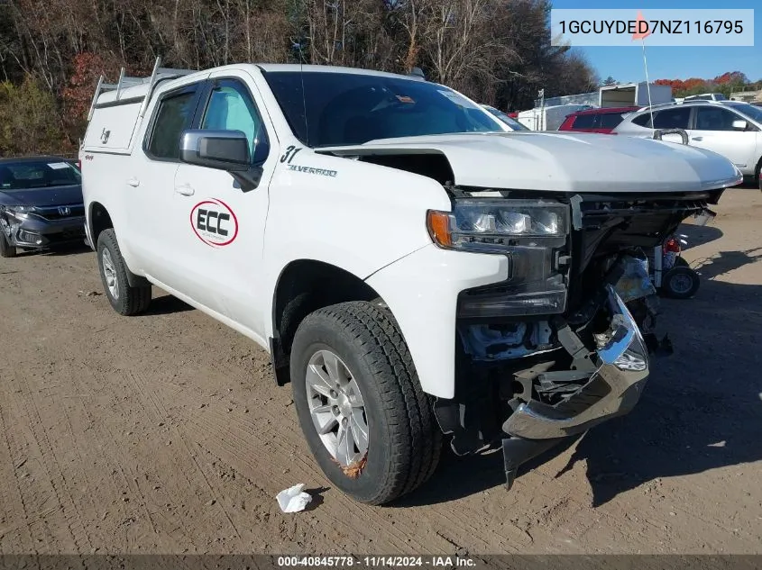 2022 Chevrolet Silverado 1500 Ltd 4Wd Short Bed Lt VIN: 1GCUYDED7NZ116795 Lot: 40845778