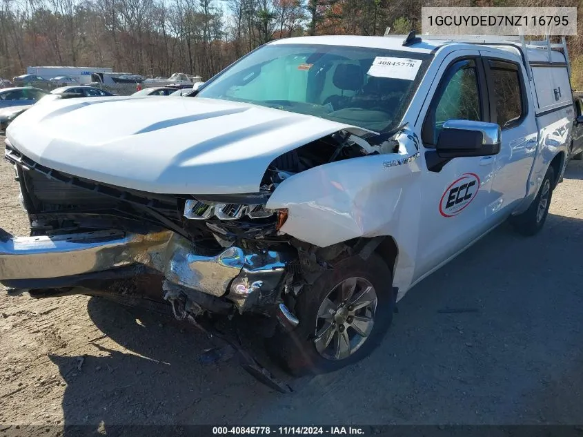 2022 Chevrolet Silverado 1500 Ltd 4Wd Short Bed Lt VIN: 1GCUYDED7NZ116795 Lot: 40845778