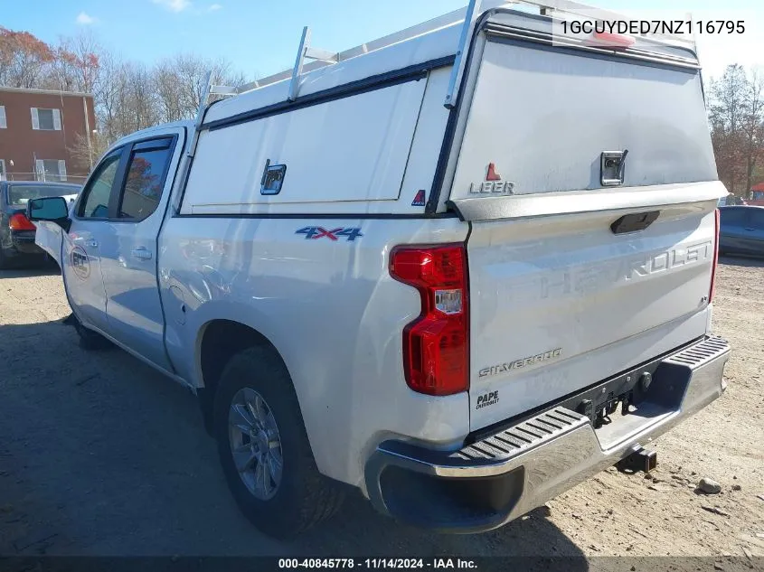 2022 Chevrolet Silverado 1500 Ltd 4Wd Short Bed Lt VIN: 1GCUYDED7NZ116795 Lot: 40845778