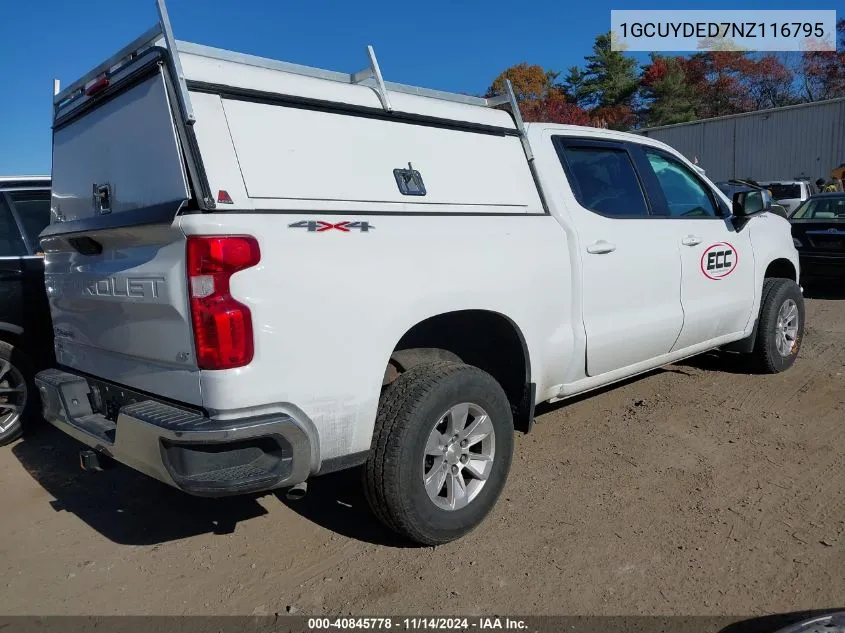 2022 Chevrolet Silverado 1500 Ltd 4Wd Short Bed Lt VIN: 1GCUYDED7NZ116795 Lot: 40845778