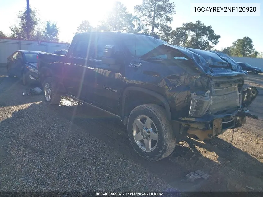 2022 Chevrolet Silverado 2500Hd 4Wd Standard Bed High Country VIN: 1GC4YREY2NF120920 Lot: 40846537