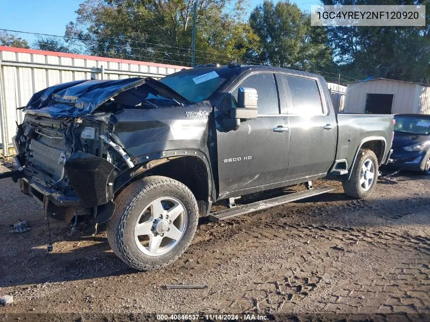 2022 Chevrolet Silverado 2500Hd 4Wd Standard Bed High Country VIN: 1GC4YREY2NF120920 Lot: 40846537