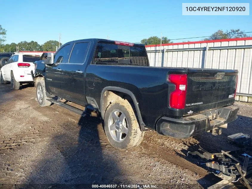 2022 Chevrolet Silverado 2500Hd 4Wd Standard Bed High Country VIN: 1GC4YREY2NF120920 Lot: 40846537