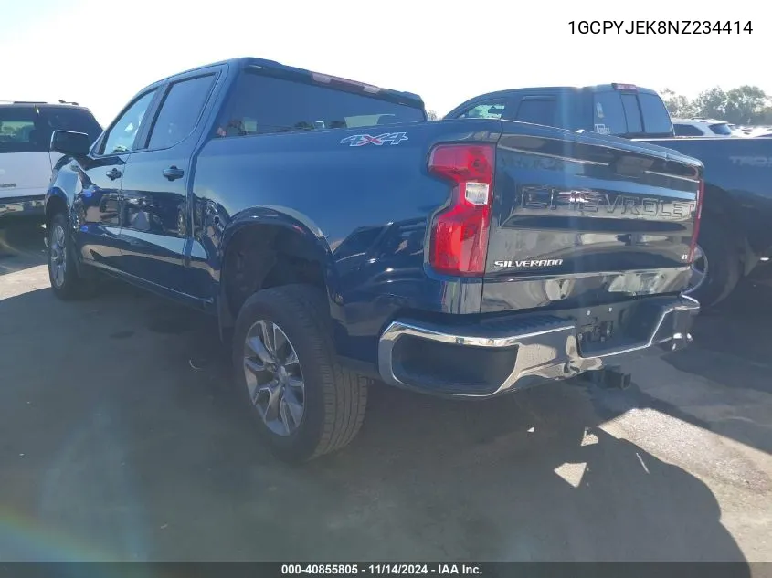 2022 Chevrolet Silverado 1500 Ltd 4Wd Short Bed Lt With 2Fl VIN: 1GCPYJEK8NZ234414 Lot: 40855805