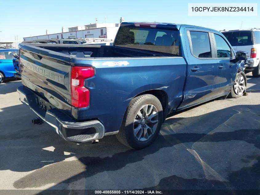 2022 Chevrolet Silverado 1500 Ltd 4Wd Short Bed Lt With 2Fl VIN: 1GCPYJEK8NZ234414 Lot: 40855805