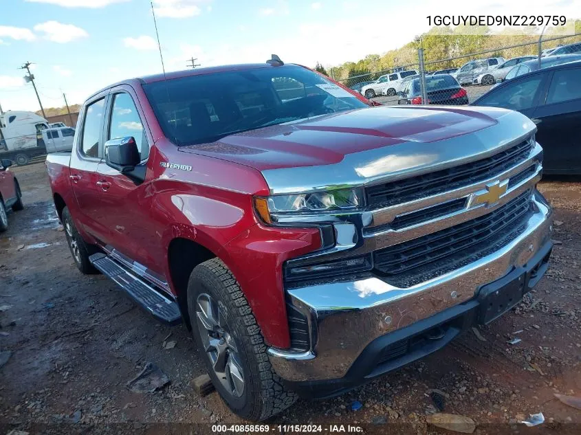 2022 Chevrolet Silverado 1500 Ltd 4Wd Short Bed Lt VIN: 1GCUYDED9NZ229759 Lot: 40858569