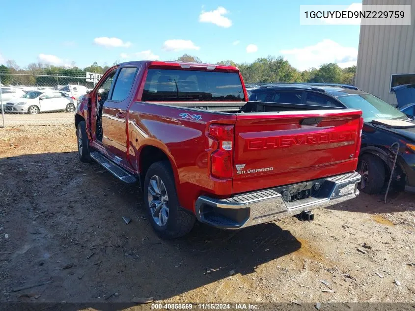 2022 Chevrolet Silverado 1500 Ltd 4Wd Short Bed Lt VIN: 1GCUYDED9NZ229759 Lot: 40858569