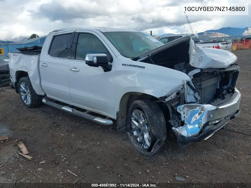 2022 Chevrolet Silverado 1500 Ltd 4Wd Short Bed Ltz VIN: 1GCUYGED7NZ145800 Lot: 40861992