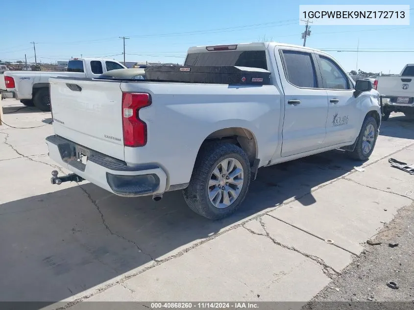 2022 Chevrolet Silverado 1500 Ltd 2Wd Short Bed Custom VIN: 1GCPWBEK9NZ172713 Lot: 40868260