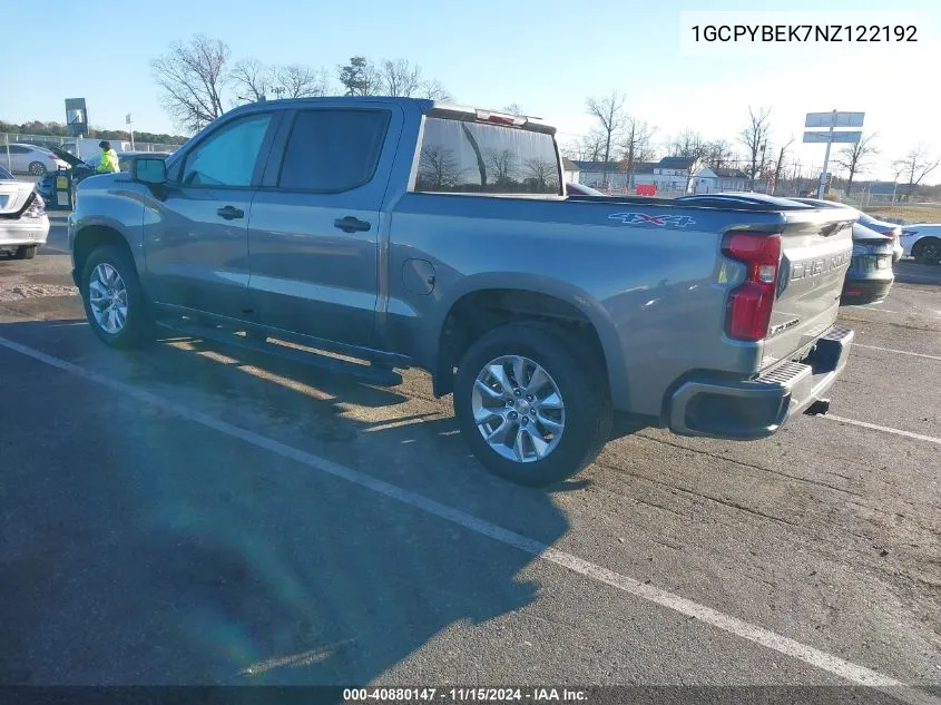 2022 Chevrolet Silverado 1500 Ltd 4Wd Short Bed Custom VIN: 1GCPYBEK7NZ122192 Lot: 40880147