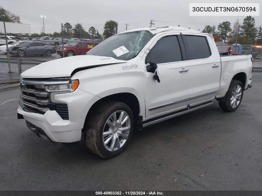 2022 Chevrolet Silverado 1500 4Wd Short Bed High Country VIN: 3GCUDJET3NG670594 Lot: 40903352