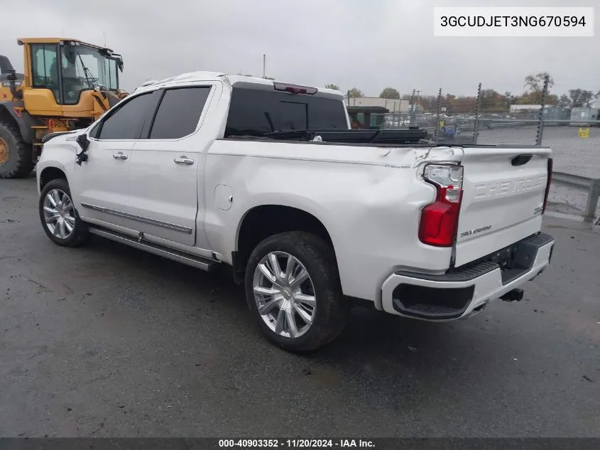 2022 Chevrolet Silverado 1500 4Wd Short Bed High Country VIN: 3GCUDJET3NG670594 Lot: 40903352