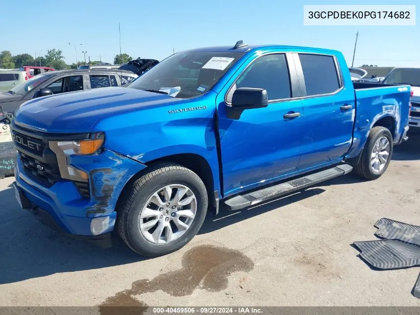 2023 Chevrolet Silverado 1500 4Wd Short Bed Custom VIN: 3GCPDBEK0PG174682 Lot: 40459506