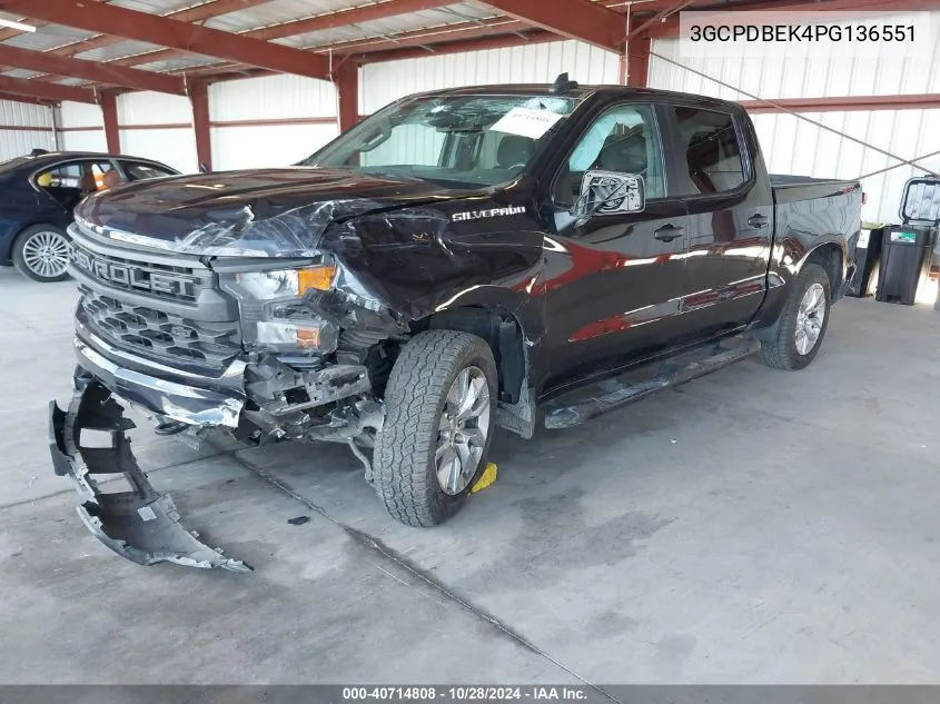 2023 Chevrolet Silverado 1500 4Wd Short Bed Custom VIN: 3GCPDBEK4PG136551 Lot: 40714808