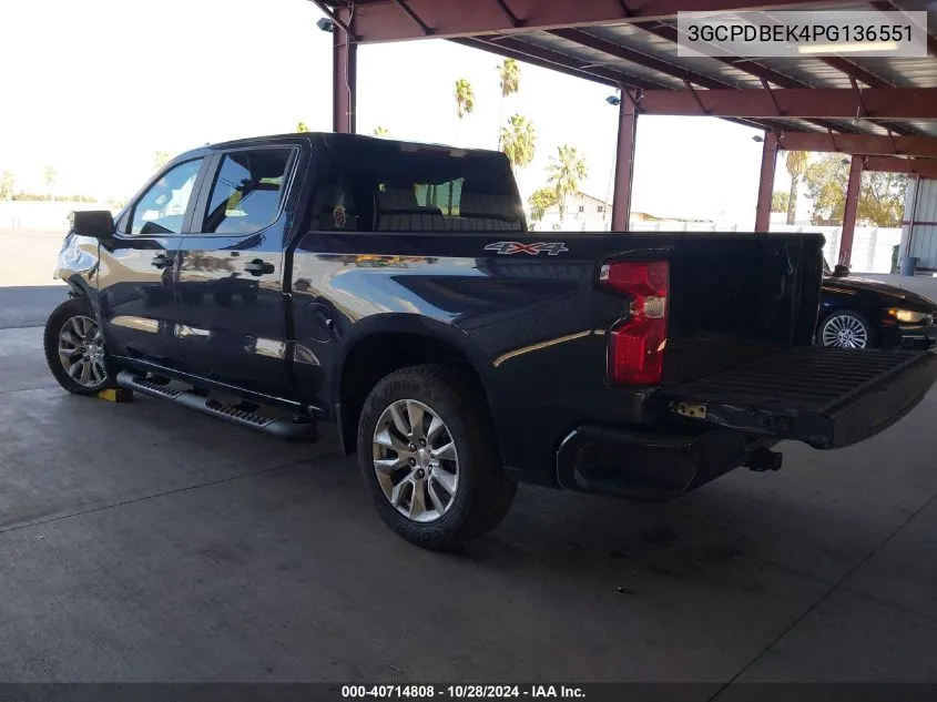 2023 Chevrolet Silverado 1500 4Wd Short Bed Custom VIN: 3GCPDBEK4PG136551 Lot: 40714808