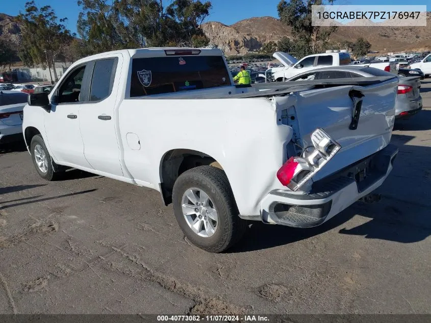 2023 Chevrolet Silverado 1500 2Wd Double Cab Standard Bed Custom VIN: 1GCRABEK7PZ176947 Lot: 40773082