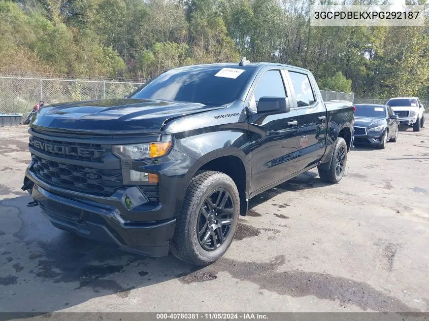 2023 Chevrolet Silverado 1500 4Wd Short Bed Custom VIN: 3GCPDBEKXPG292187 Lot: 40780381