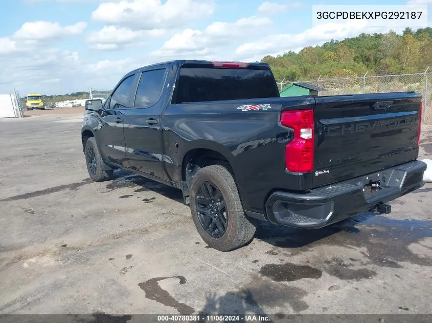 2023 Chevrolet Silverado 1500 4Wd Short Bed Custom VIN: 3GCPDBEKXPG292187 Lot: 40780381