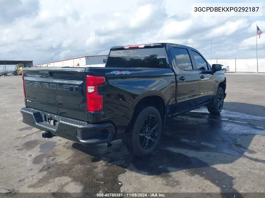 2023 Chevrolet Silverado 1500 4Wd Short Bed Custom VIN: 3GCPDBEKXPG292187 Lot: 40780381