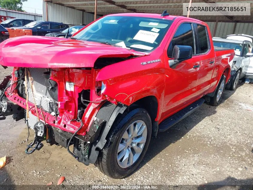 2024 Chevrolet Silverado 1500 2Wd Double Cab Standard Bed Custom VIN: 1GCRABEK5RZ185651 Lot: 39450920