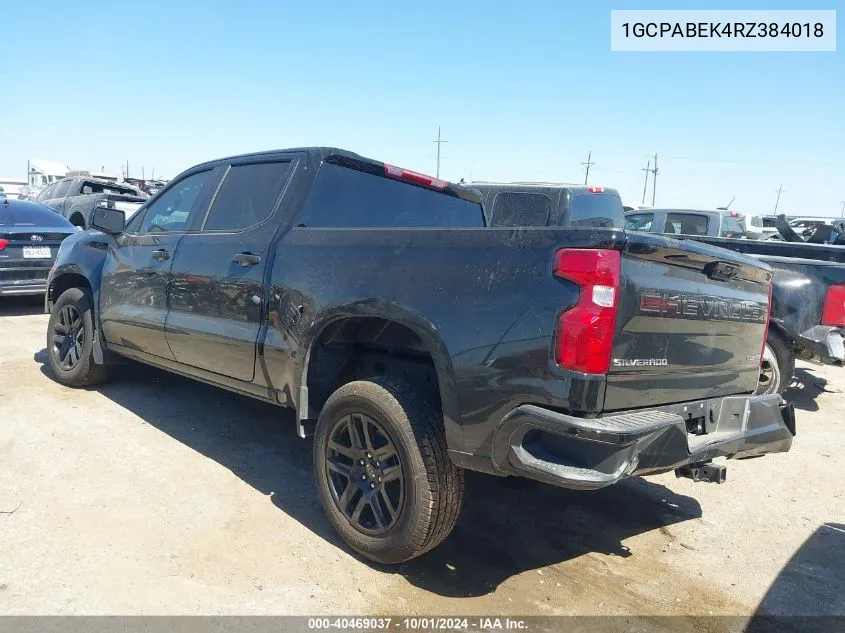 2024 Chevrolet Silverado C1500 Custom VIN: 1GCPABEK4RZ384018 Lot: 40469037