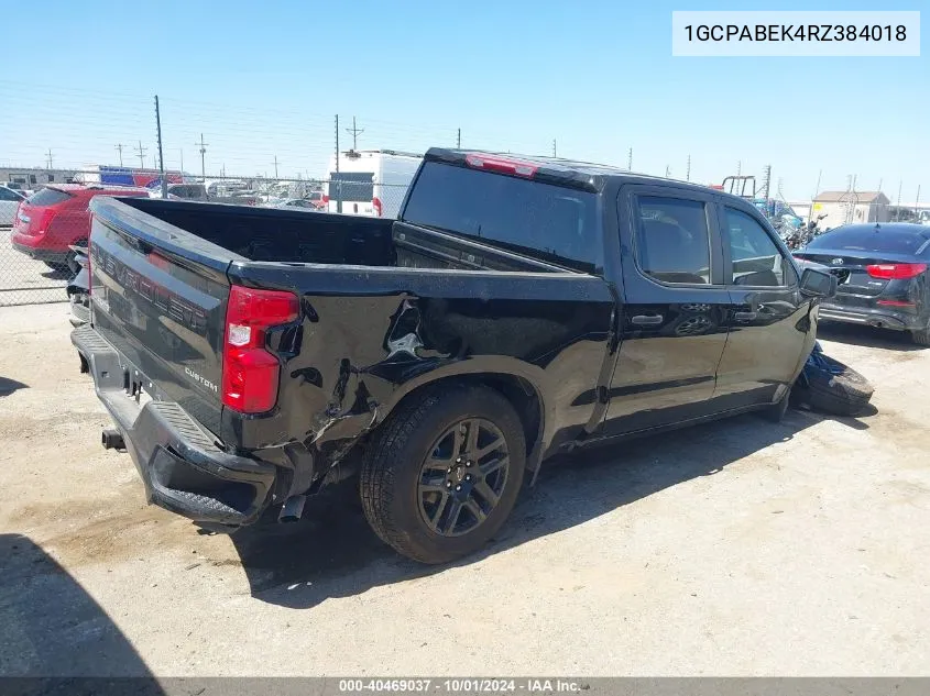 2024 Chevrolet Silverado C1500 Custom VIN: 1GCPABEK4RZ384018 Lot: 40469037