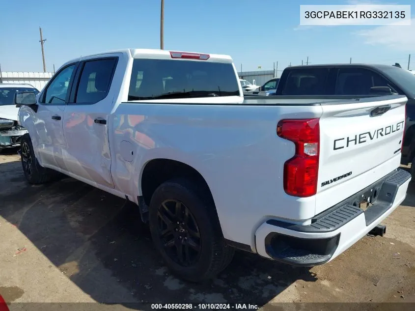 2024 Chevrolet Silverado 1500 2Wd Short Bed Custom VIN: 3GCPABEK1RG332135 Lot: 40550298