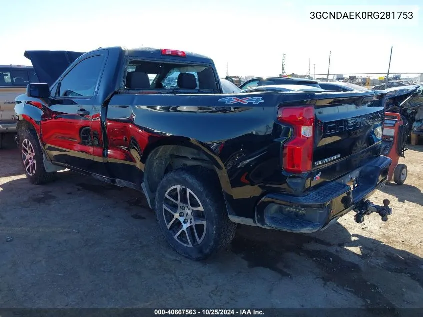 2024 Chevrolet Silverado 1500 4Wd Standard Bed Wt VIN: 3GCNDAEK0RG281753 Lot: 40667563