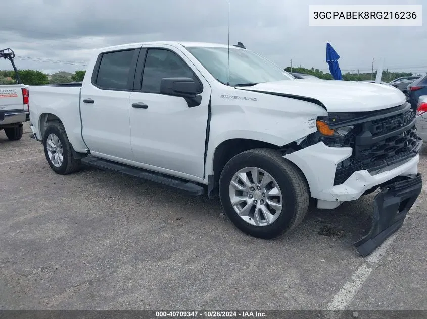 2024 Chevrolet Silverado 1500 2Wd Short Bed Custom VIN: 3GCPABEK8RG216236 Lot: 40709347