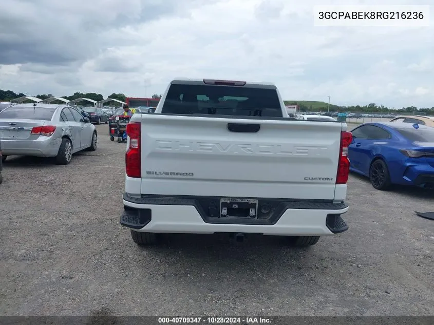 2024 Chevrolet Silverado 1500 2Wd Short Bed Custom VIN: 3GCPABEK8RG216236 Lot: 40709347