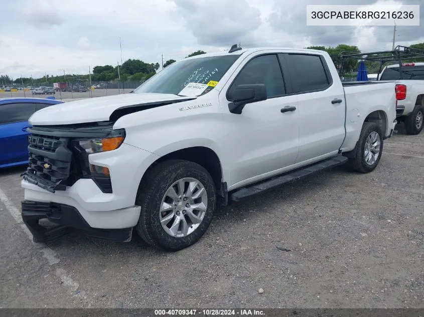 2024 Chevrolet Silverado 1500 2Wd Short Bed Custom VIN: 3GCPABEK8RG216236 Lot: 40709347