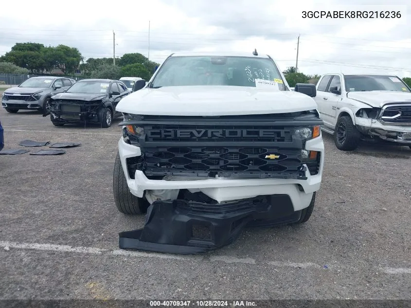 2024 Chevrolet Silverado 1500 2Wd Short Bed Custom VIN: 3GCPABEK8RG216236 Lot: 40709347