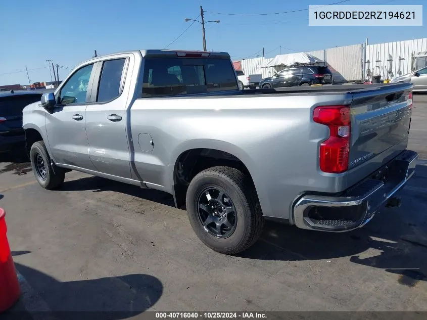 2024 Chevrolet Silverado 1500 4Wd Standard Bed Lt VIN: 1GCRDDED2RZ194621 Lot: 40716040