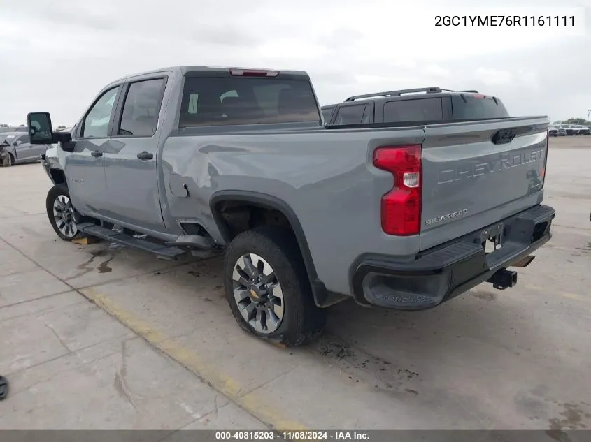 2024 Chevrolet Silverado 2500Hd 4Wd Standard Bed Custom VIN: 2GC1YME76R1161111 Lot: 40815203