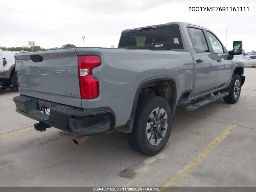 2024 Chevrolet Silverado 2500Hd 4Wd Standard Bed Custom VIN: 2GC1YME76R1161111 Lot: 40815203